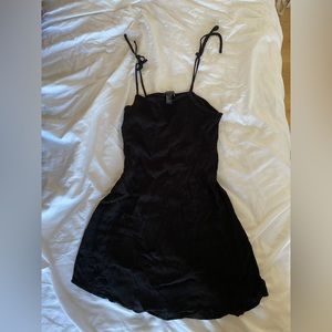 Black Mini Dress Coverup Mesh Like Texture Beachy Spaghetti Strap